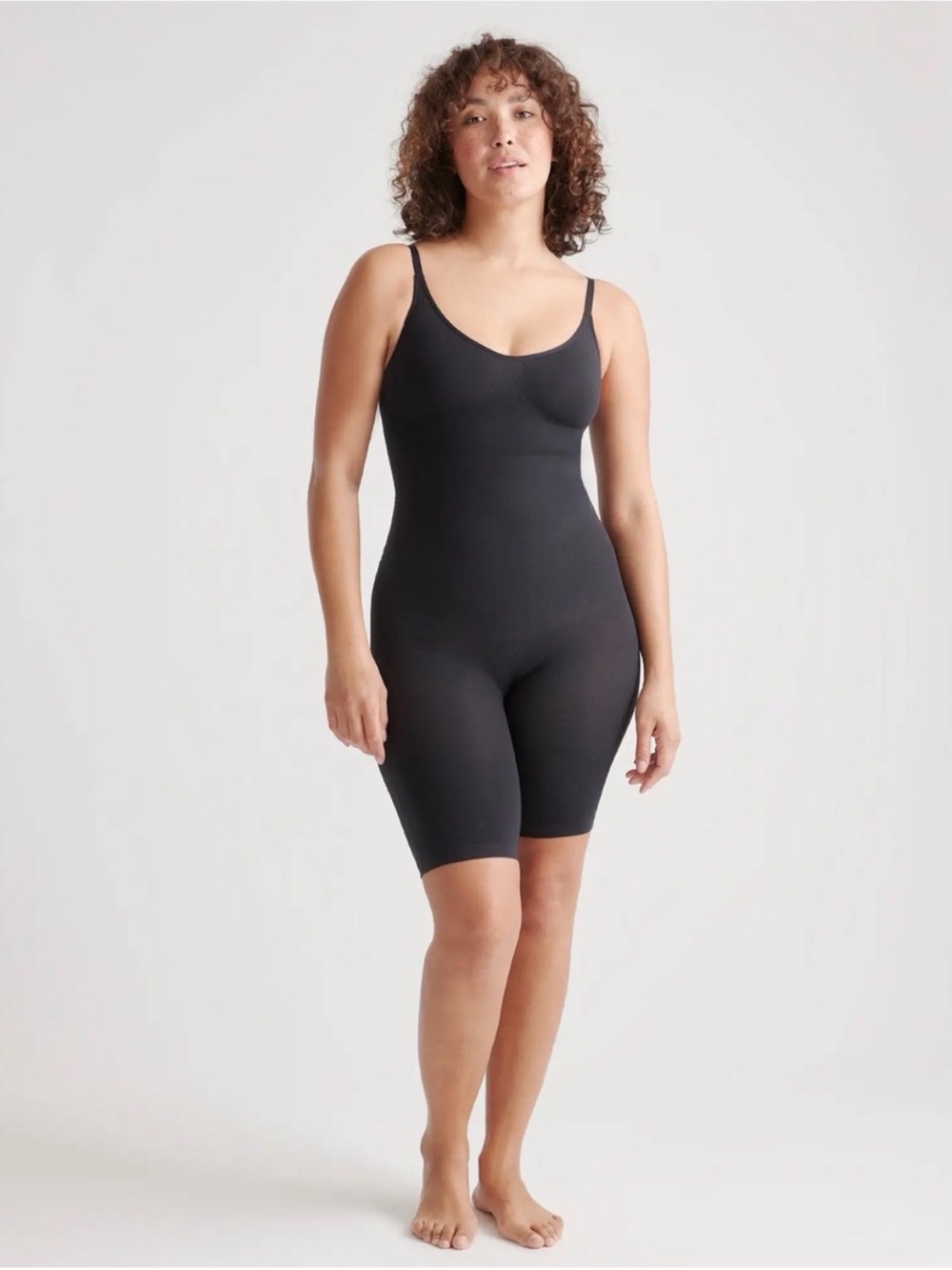 New Quince Sculpting Mid-Thigh Bodysuit Black Size S